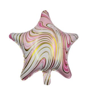 Ballon étoile rose marbré