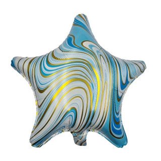 Ballon étoile bleu clair marbré