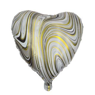 Ballon coeur noir et or marbre