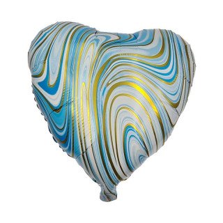 Ballon coeur bleu clair marbré