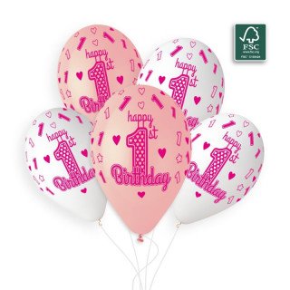 ballon 1 an fille rose