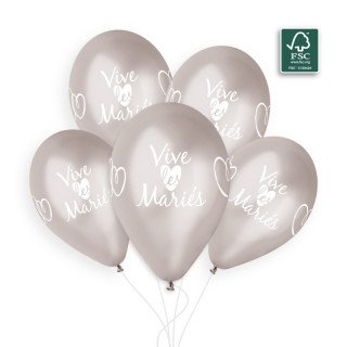 ballon vive les mariés argent