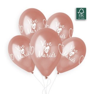 ballon vive les mariés rose gold nacré