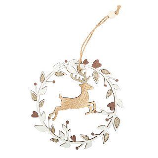 Couronne Féerique avec Cerf en bois + ficelle 12CM