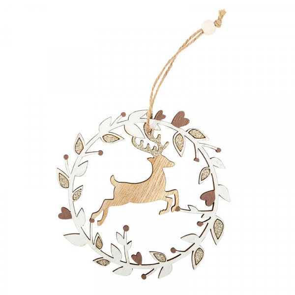 Couronne Féerique avec Cerf en bois + ficelle 12CM
