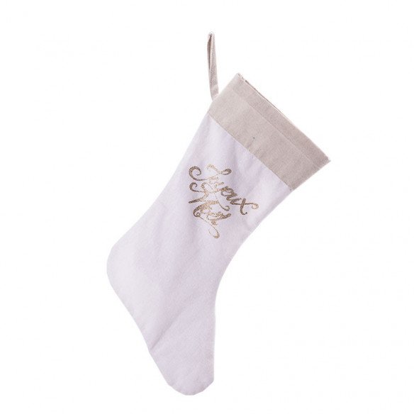 Chaussette du père noel lin paillette cuivre 20X52CM