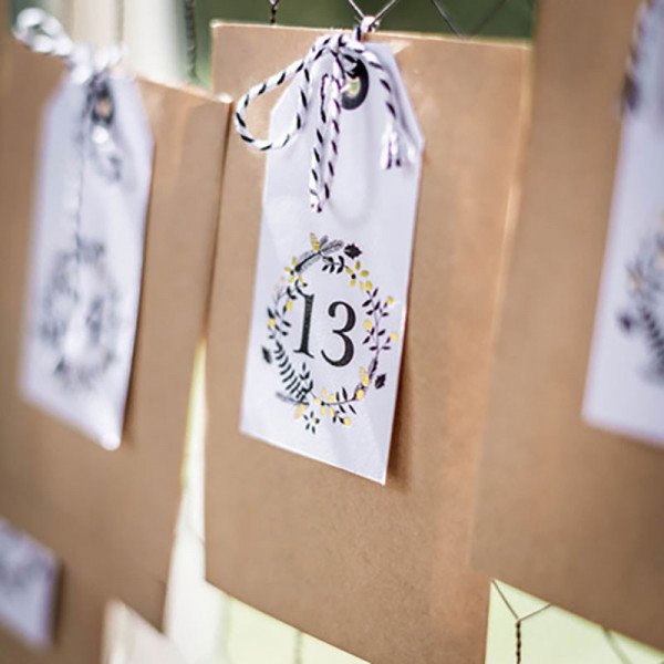 Calendrier de l'avent 25 pochettes/etiquettes + ficelle