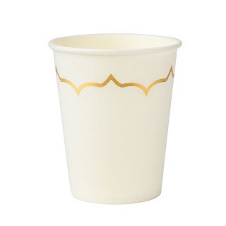 8 gobelets blanc liseré or