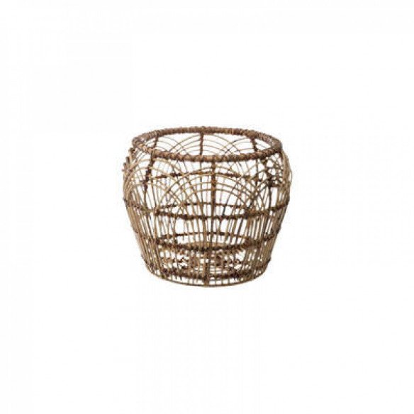 Panier rotin rond motif , beige (S)