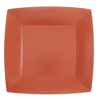 10 assiettes carrées Brique