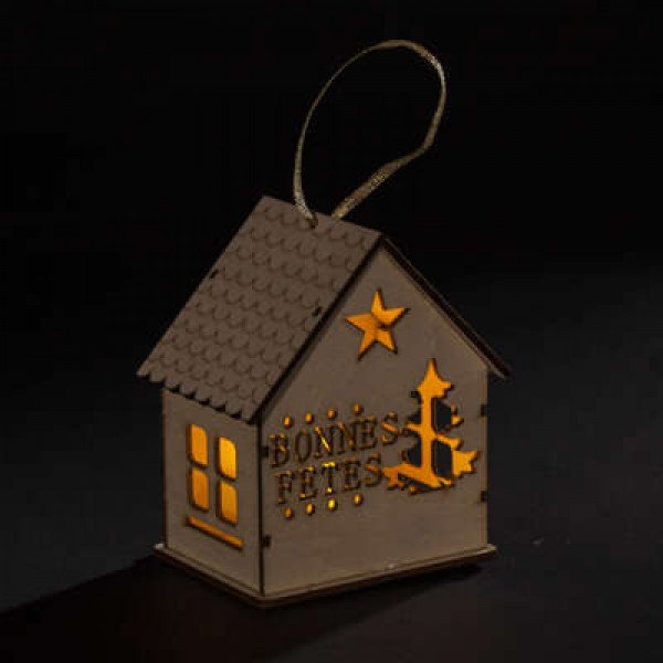 Décoration de noël chalet bois LED