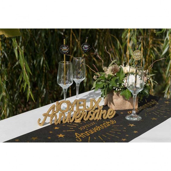 Lettres Joyeux Anniversaire pailletées Or