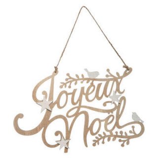 Suspension bois joyeux noël nature