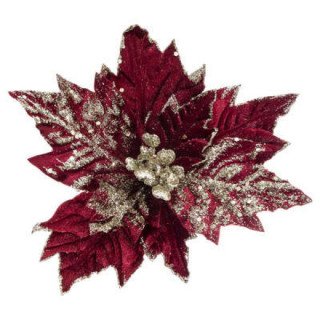 Décoration de noël poinsettia rouge or d25cm