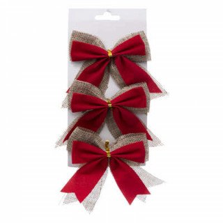 Décoration noeud jute 10x12cm, lot de 3