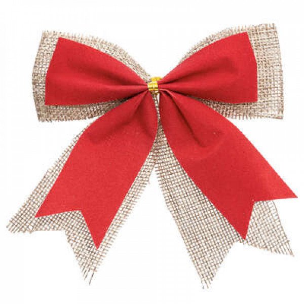 Décoration noeud jute/rouge 10x12cm,...