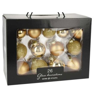 Set de 26 boules de Noël Doré en verre