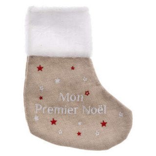 Petite Chaussette de Noël jute "Mon Premier Noël"