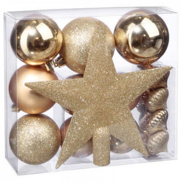 Kit boules de noël  18 pcs or