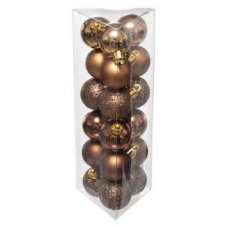 18 boules de noël 30mm, bronze/marron