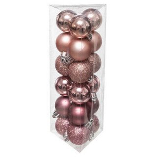 18 boules de noël 30mm, rose