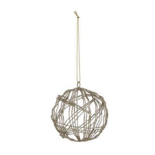 Boule de noël fil métal doré, 8cm