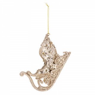 Décoration de noël luge paillettes doré, 10cm