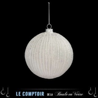 Boule noël blanche striée...