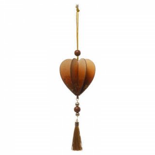 Décoration de noël coeur bois 3D + pompon