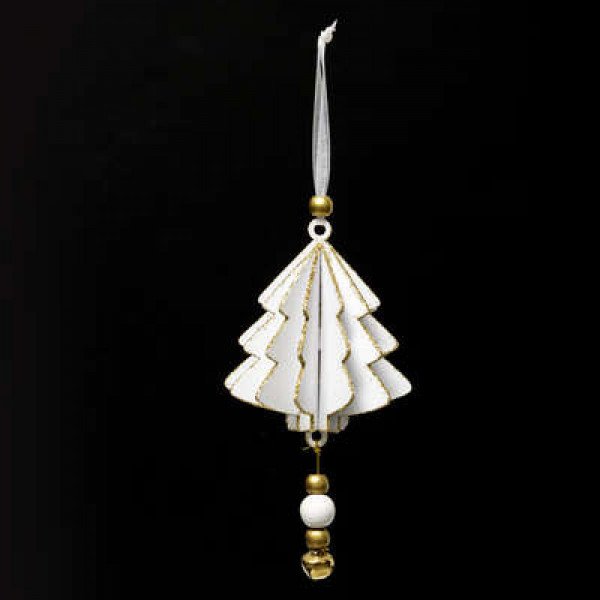 Décoration de noël sapin bois blanc/or,3D