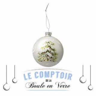 Boule de noël sapin peint à la main, en verre 80mm