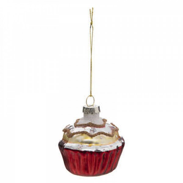Décoration de sapin cupcake en verre, 60mm
