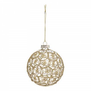 Boule de noël ronde motif étoiles pailleté doré, 10cm