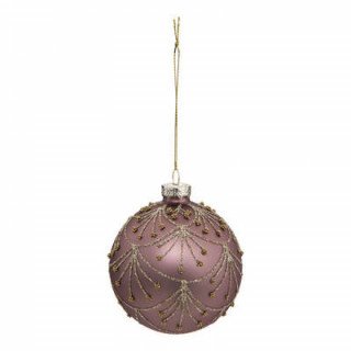 Boule de noël en verre perle rose, 80mm
