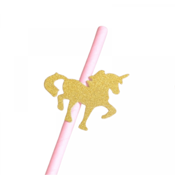 Pailles rose licorne or X25