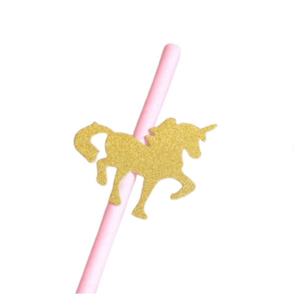 Pailles rose licorne or X25