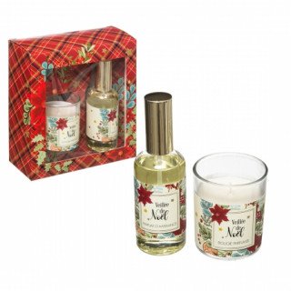 Coffret parfumé "Veillée de Noël",spray et bougie 90g