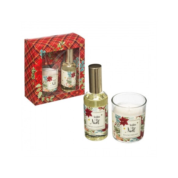 Coffret parfumé "Veillée de Noël",spray et bougie 90g