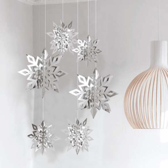 Kit 6 flocons 3D, argent