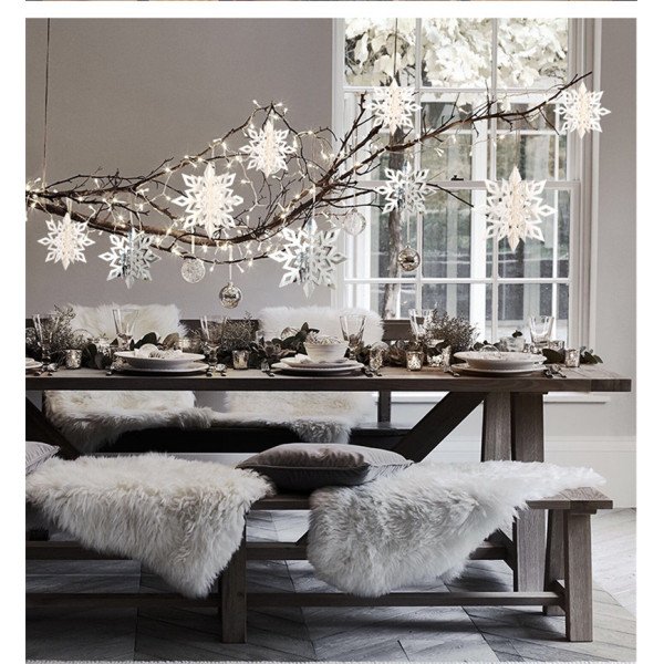 Kit 6 flocons 3D, blanc