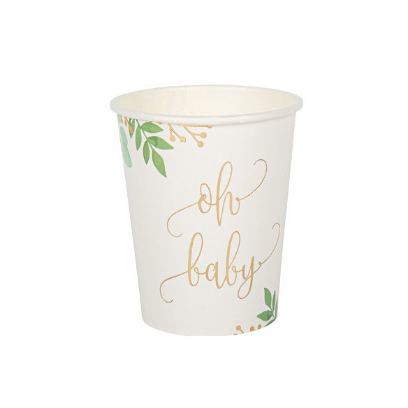 8 gobelets oh baby feuilles eucalyptus