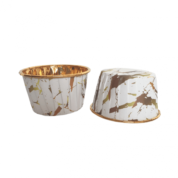 Boite de 12 caissettes cupcake blanc marbré doré