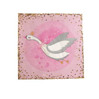 16 serviettes cygnes rose et or