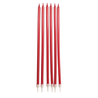 6 grandes bougies anniversaire rouge (boite de 6)