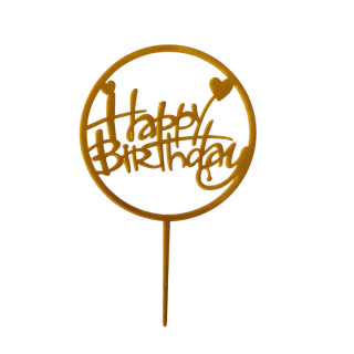 Cake topper rond Happy Birthday or