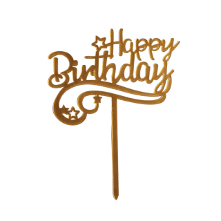 Cake topper Happy Birthday or étoiles