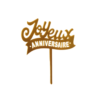 Cake topper Joyeux anniversaire or