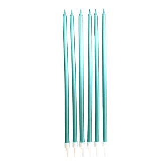 6 grandes bougies anniversaire bleu (boite de 6)
