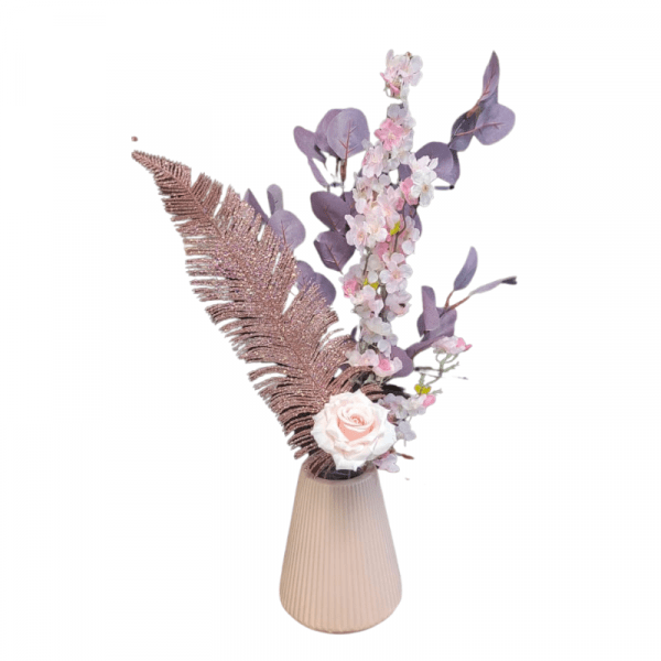 Petit Vase rose pastel Rainuré