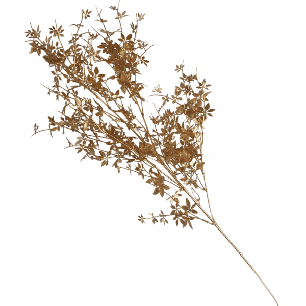 Branche de petites feuilles fournie doré mat